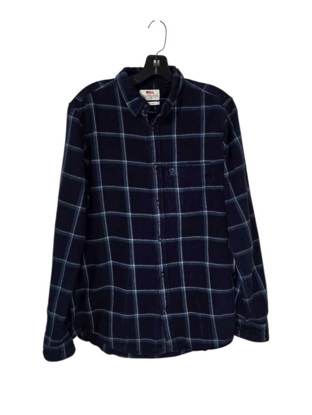 Fjällräven Övik Comfort Flannel Shirt Navy Forest Green Long Sleeve Men's Small